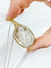 Enchanted Smoky Quartz Gold Wrapped Rainbow Pendant
