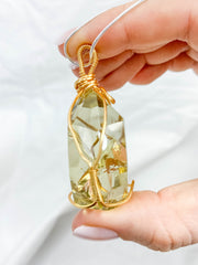 Enchanted Citrine Phantom Gold Wrapped Rainbow Pendant