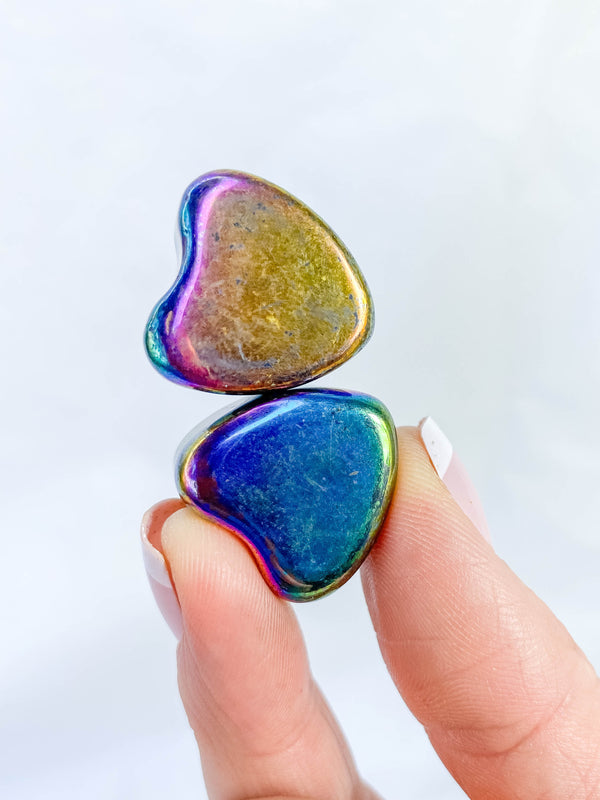 Magnetic Hematite Rainbow Hearts Pair