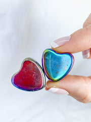 Magnetic Hematite Rainbow Hearts Pair