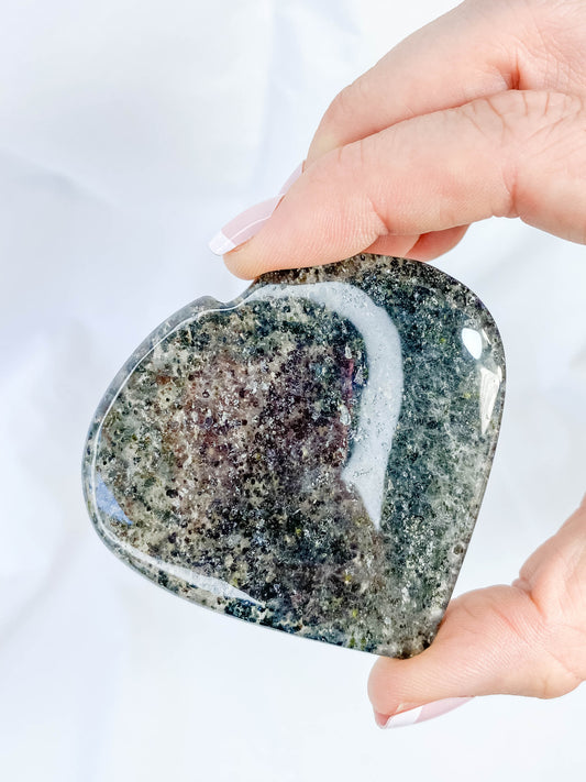 Rutile Black Quartz Heart | Medium