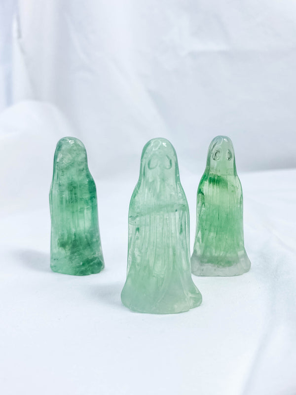 Green Fluorite Ghost Carving
