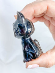 Obsidian Silver Sheen Luna Cat Sailor Moon Carving