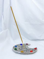 Chakra Moon Incense Holder Silver Plated