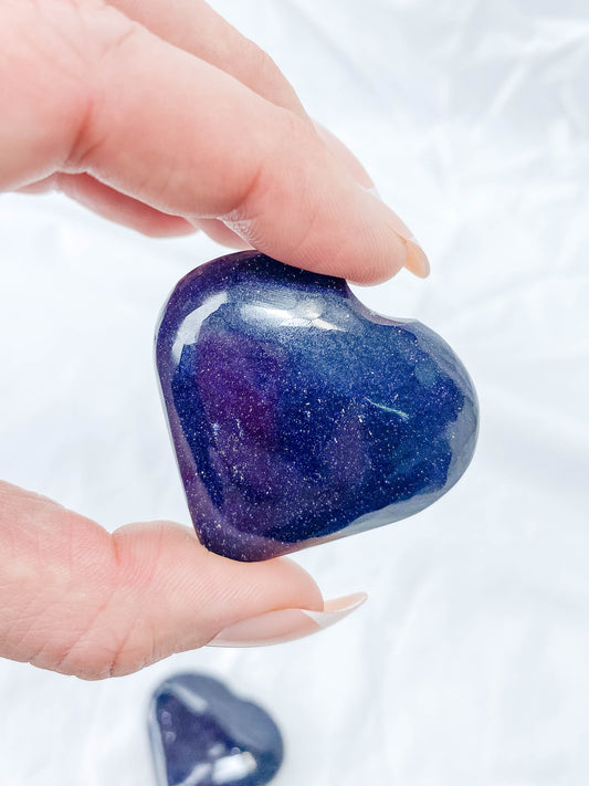 Blue Gold Stone Heart | Medium