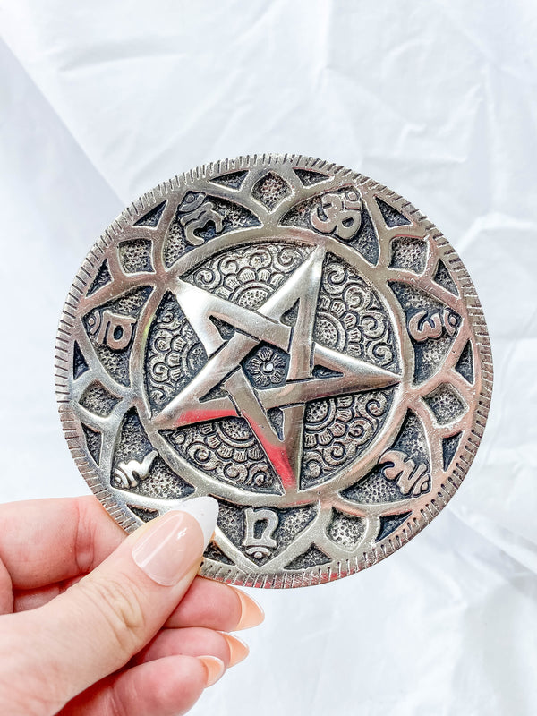 Pentagram Silver Plated Incense Holder