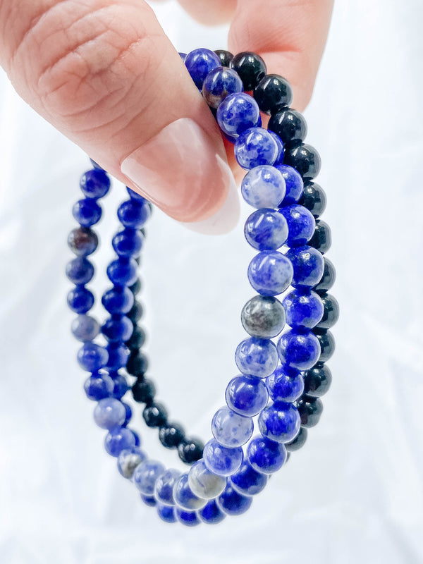 Wisdom Bracelet Set | Lapis Lazuli + Sodalite + Black Onyx