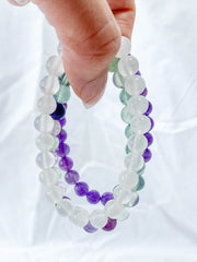 Peace Bracelet Set | Amethyst + Fluorite + Clear Quartz