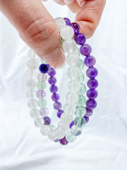 Peace Bracelet Set | Amethyst + Fluorite + Clear Quartz