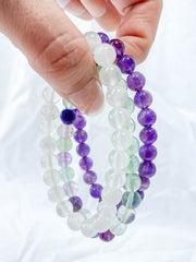 Peace Bracelet Set | Amethyst + Fluorite + Clear Quartz
