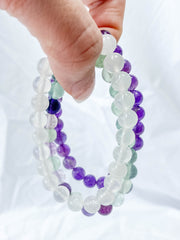 Peace Bracelet Set | Amethyst + Fluorite + Clear Quartz