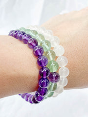 Peace Bracelet Set | Amethyst + Fluorite + Clear Quartz