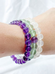Peace Bracelet Set | Amethyst + Fluorite + Clear Quartz