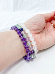 Peace Bracelet Set | Amethyst + Fluorite + Clear Quartz