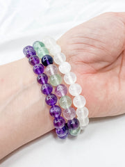 Peace Bracelet Set | Amethyst + Fluorite + Clear Quartz