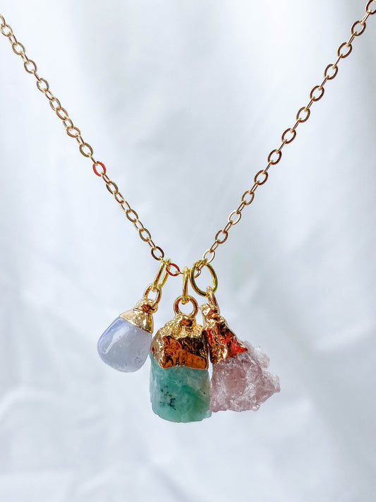 Love Necklace Trio | Purple Agate + Amazonite + Strawberry Quartz