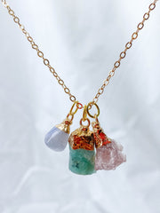 Love Necklace Trio | Purple Agate + Amazonite + Strawberry Quartz