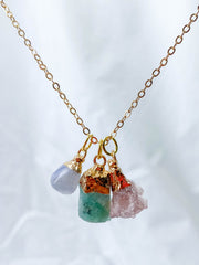 Love Necklace Trio | Purple Agate + Amazonite + Strawberry Quartz