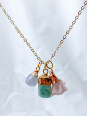 Love Necklace Trio | Purple Agate + Amazonite + Strawberry Quartz