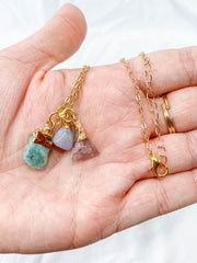 Love Necklace Trio | Purple Agate + Amazonite + Strawberry Quartz