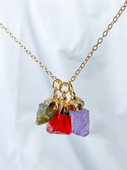 Balance Necklace Trio | Labradorite + Amethyst + Red Quartz