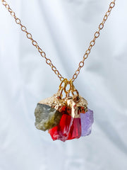 Balance Necklace Trio | Labradorite + Amethyst + Red Quartz