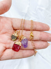 Balance Necklace Trio | Labradorite + Amethyst + Red Quartz