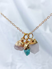 Friendship Necklace Trio | Rose Quartz + Strawberry Quartz + Amazonite