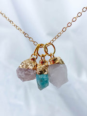 Friendship Necklace Trio | Rose Quartz + Strawberry Quartz + Amazonite
