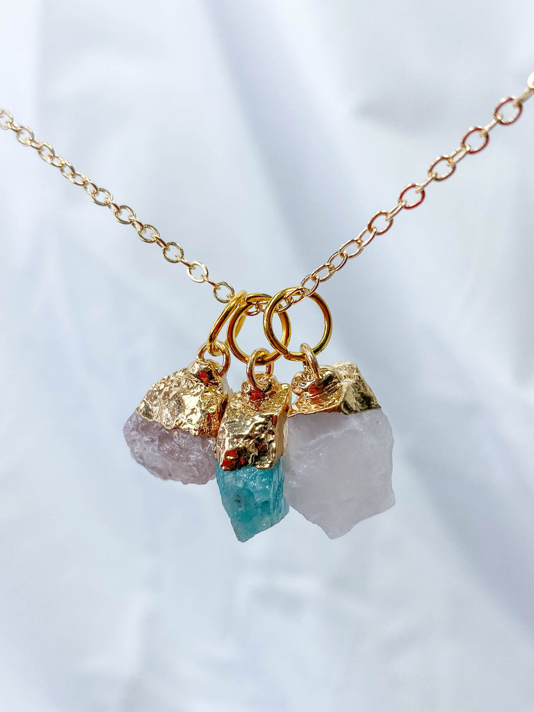 Friendship Necklace Trio | Rose Quartz + Strawberry Quartz + Amazonite