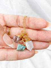 Friendship Necklace Trio | Rose Quartz + Strawberry Quartz + Amazonite
