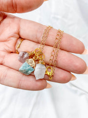Friendship Necklace Trio | Rose Quartz + Strawberry Quartz + Amazonite