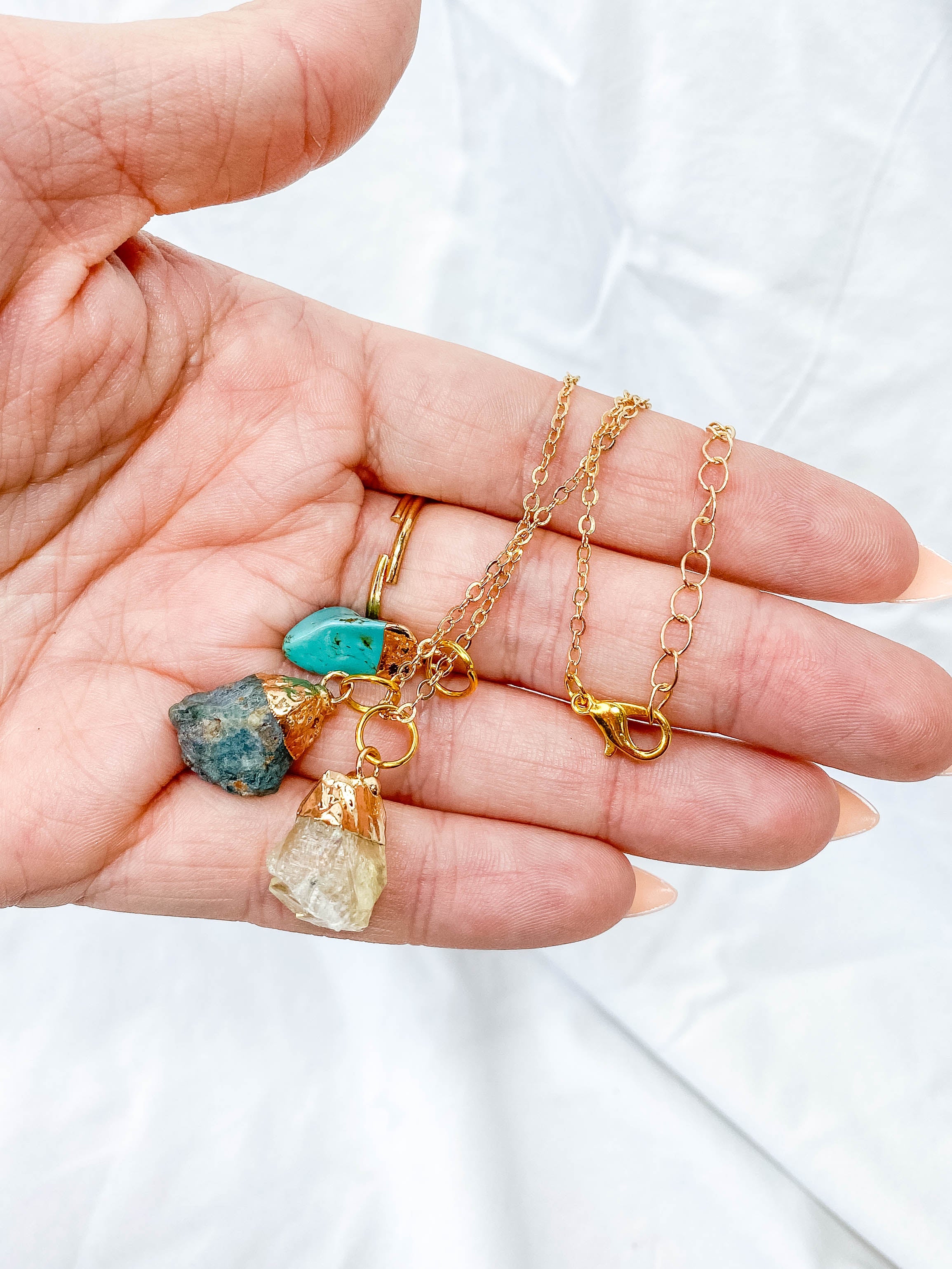 Protection Necklace Trio | Turquoise + Apatite + Citrine