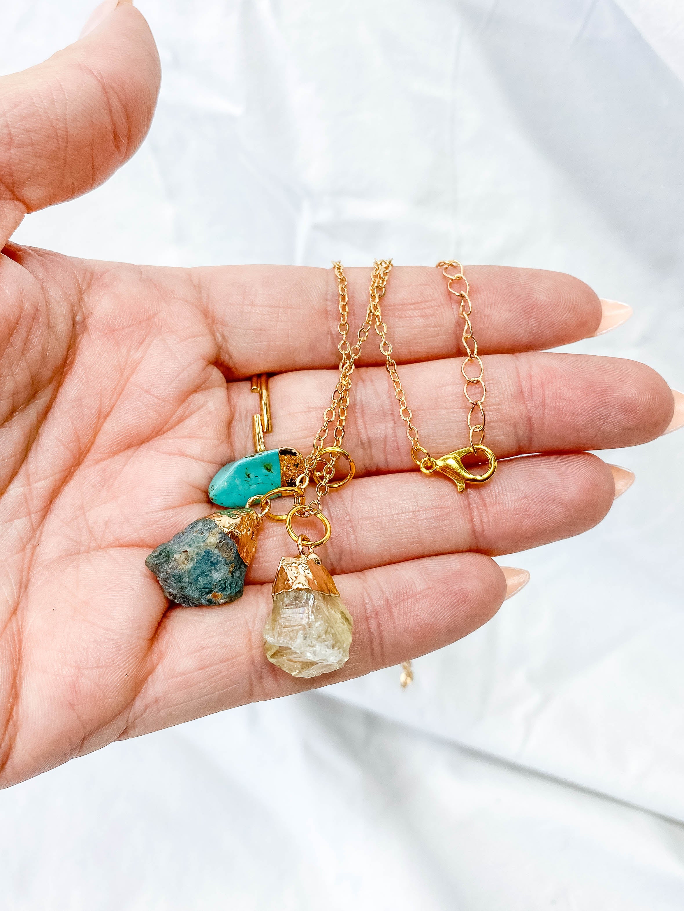 Protection Necklace Trio | Turquoise + Apatite + Citrine