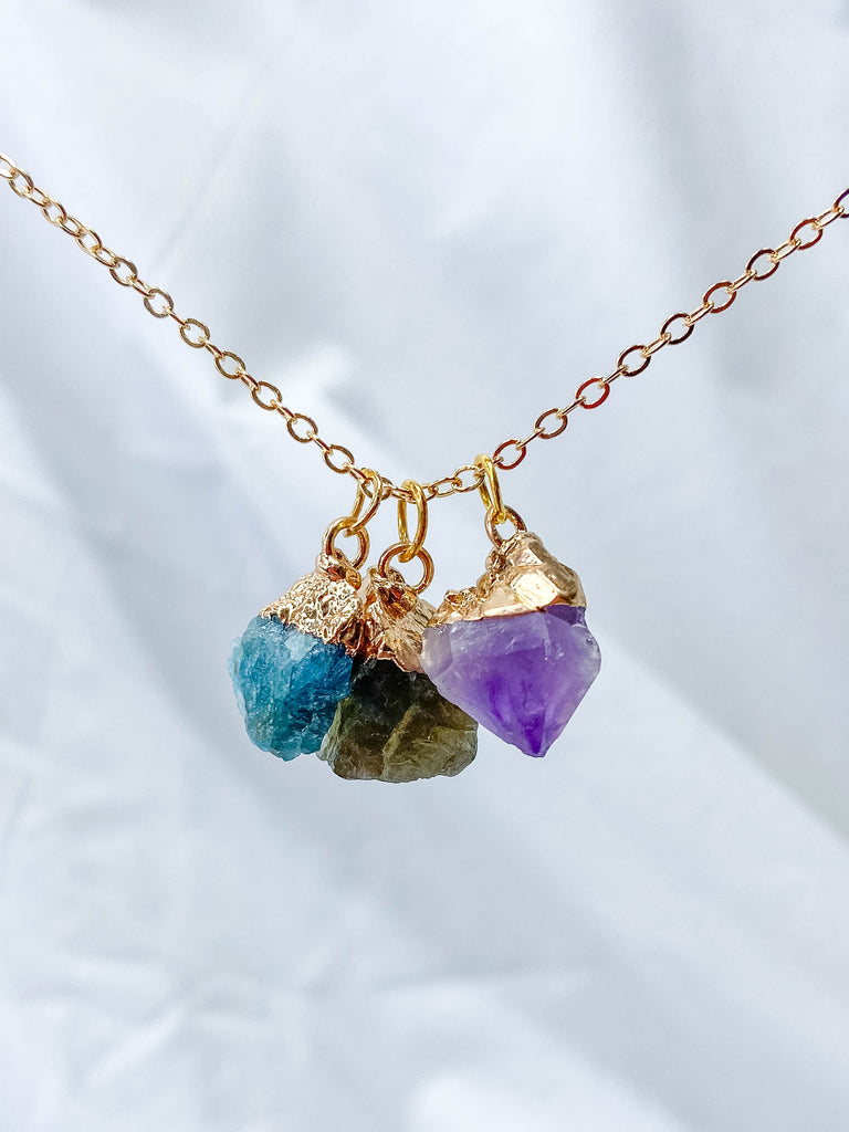 Good Fortune Necklace Trio | Amethyst + Labradorite + Apatite