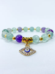 Fluorite Protection Evil Eye Bracelet