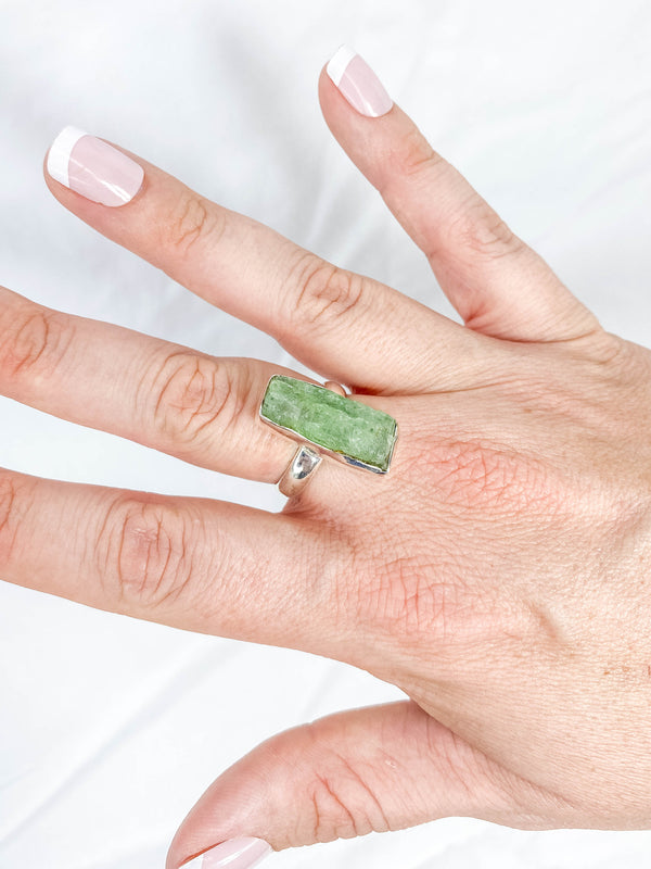 Green Kyanite Sterling Silver Ring