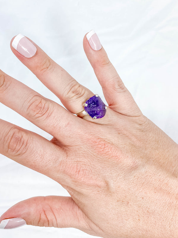 Amethyst Ring Natural Sterling Silver