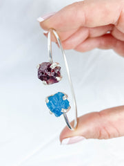 Apatite and Garnet Natural Cuff Bracelet