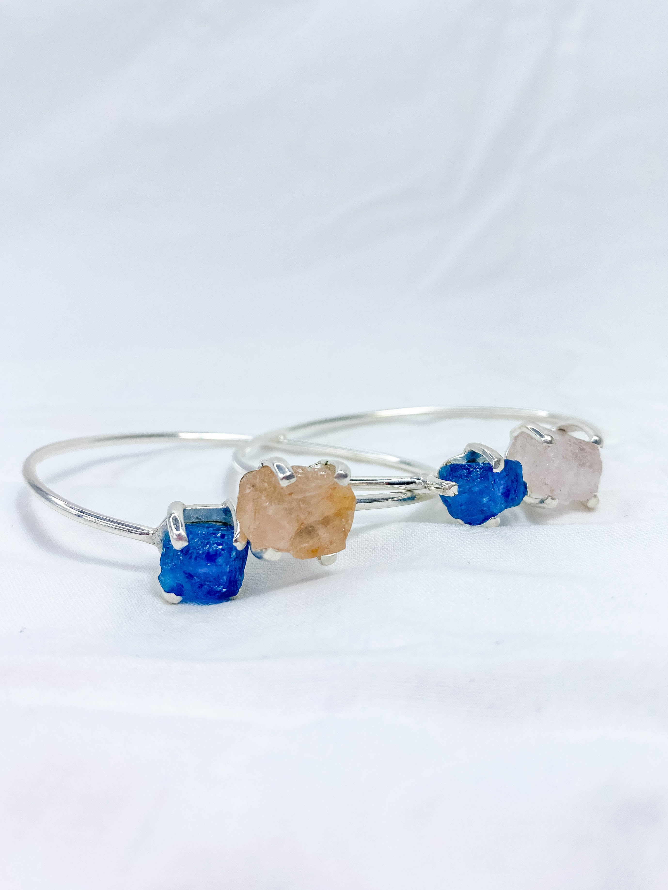 Apatite and Rose Quartz Natural Cuff Bracelet