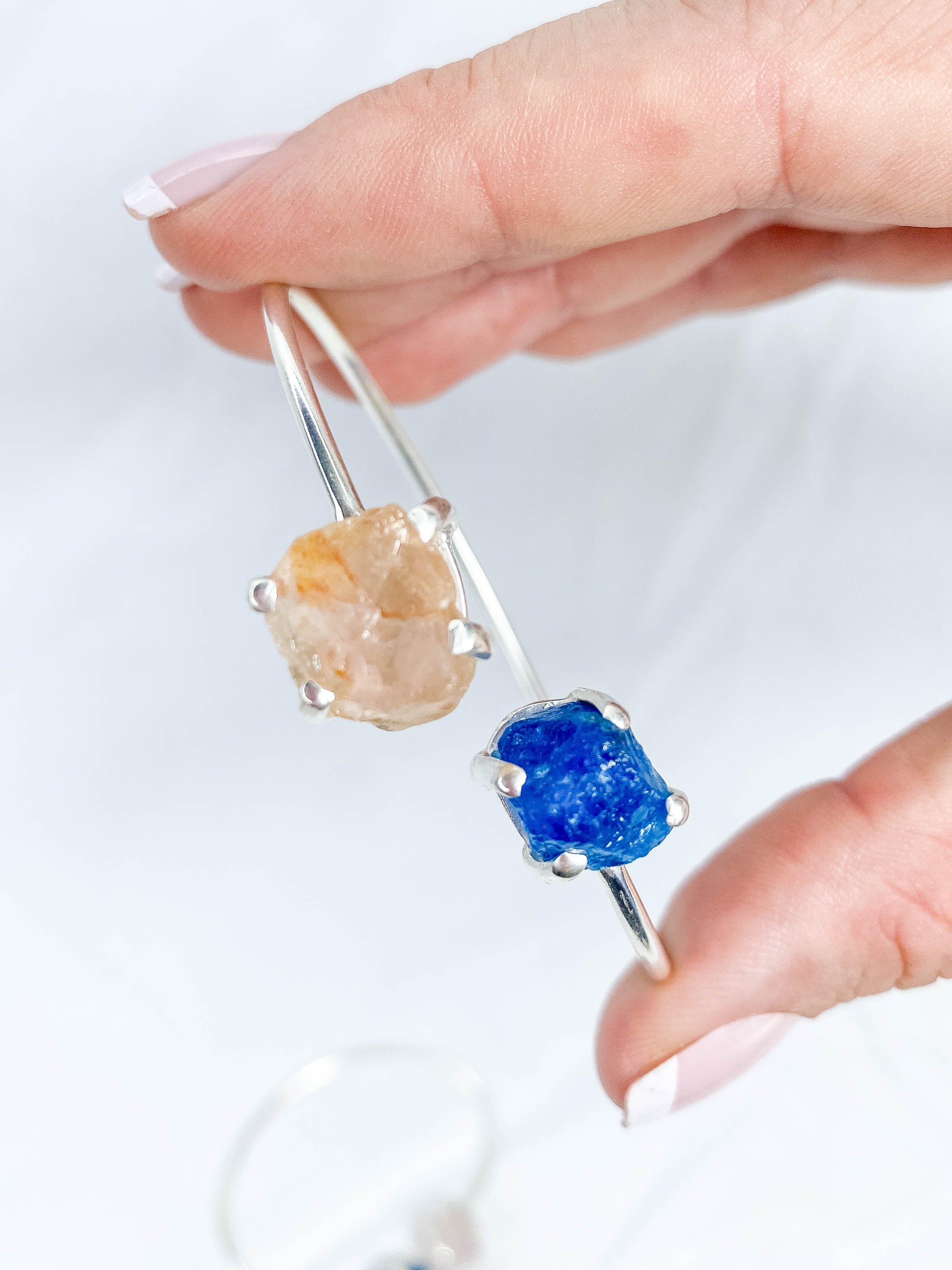 Apatite and Rose Quartz Natural Cuff Bracelet