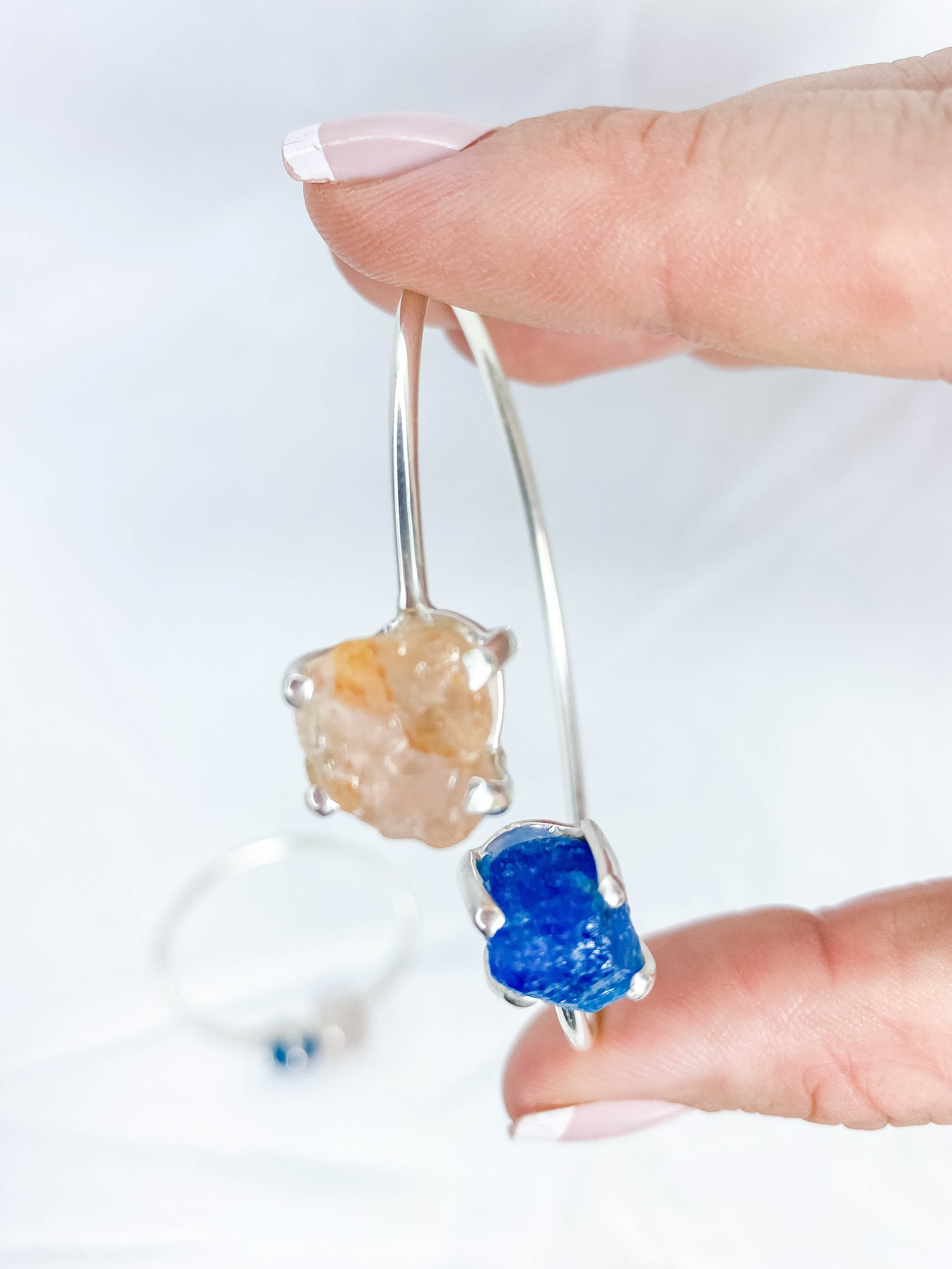 Apatite and Rose Quartz Natural Cuff Bracelet