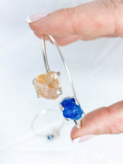 Apatite and Rose Quartz Natural Cuff Bracelet