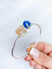 Apatite and Rose Quartz Natural Cuff Bracelet