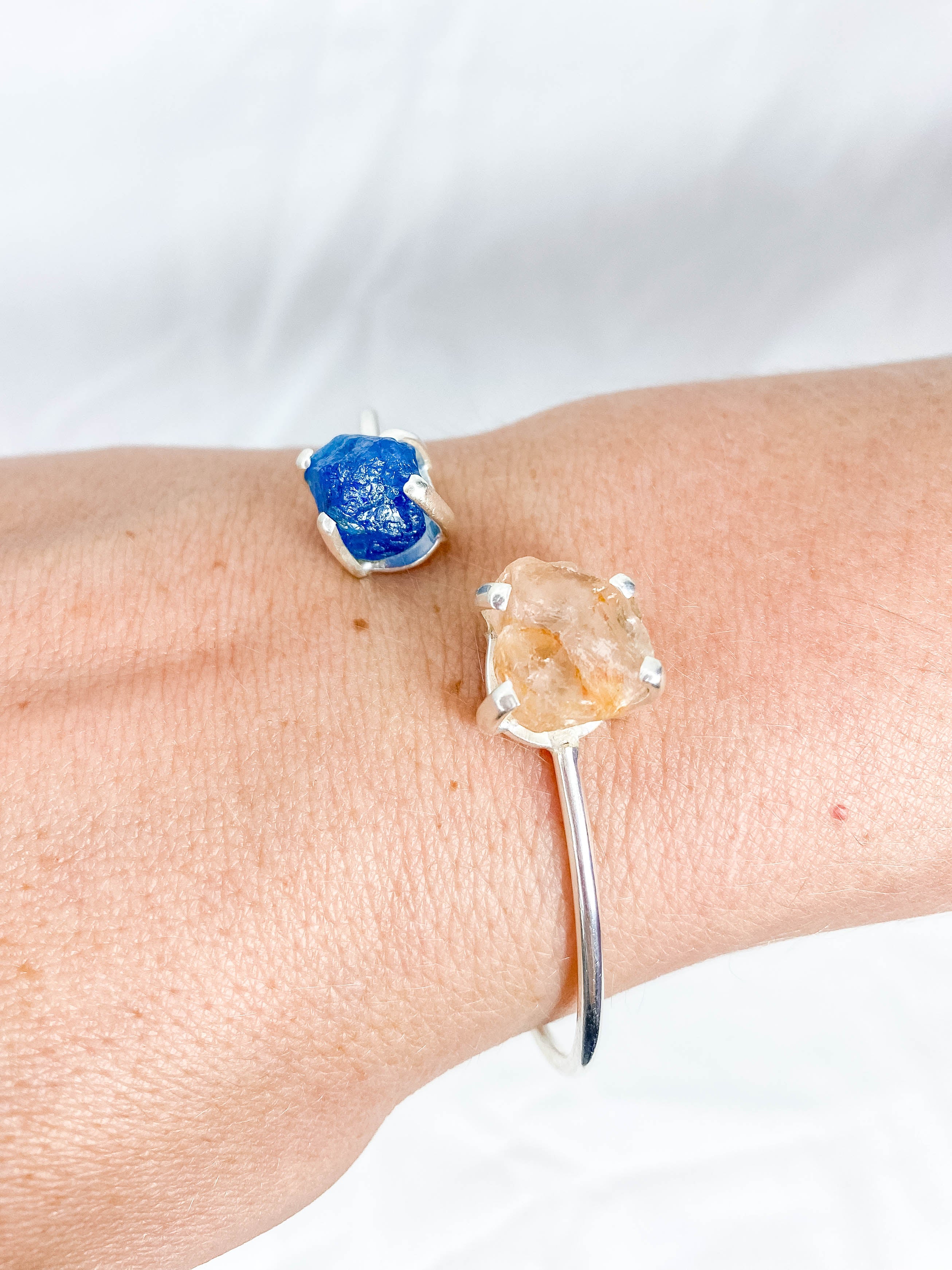 Apatite and Rose Quartz Natural Cuff Bracelet