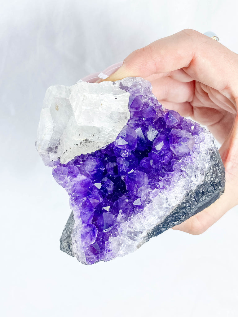 Amethyst and Calcite CutBase Cluster 536g