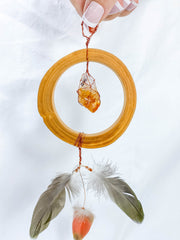 Abundance Amulet Citrine and Macaw Feather