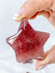 Strawberry Quartz Star Carving | Large