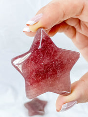 Strawberry Quartz Star Carving | Large