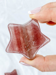 Strawberry Quartz Star Carving | Large